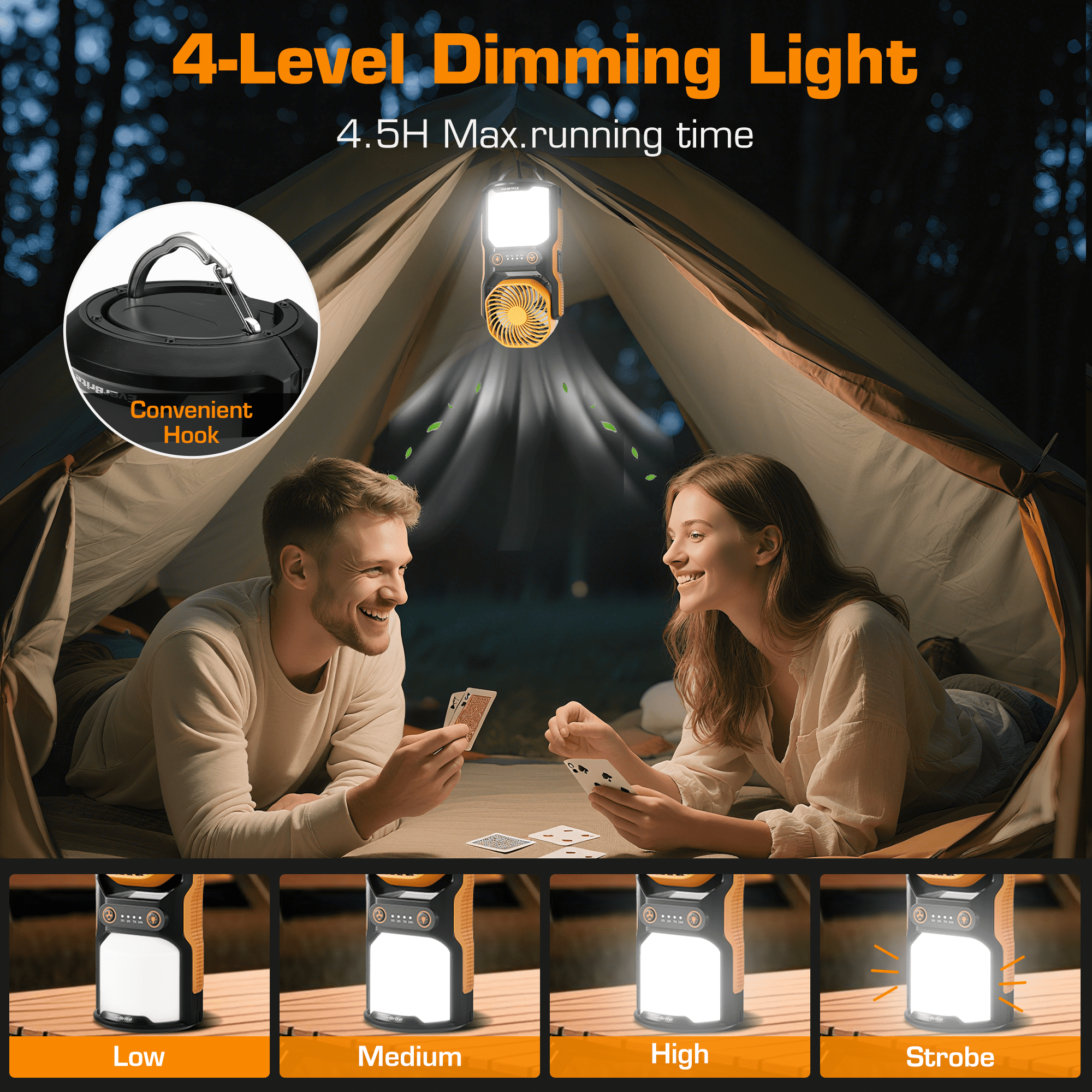 RECHARGEABLE CAMPING LANTERN WITH FAN