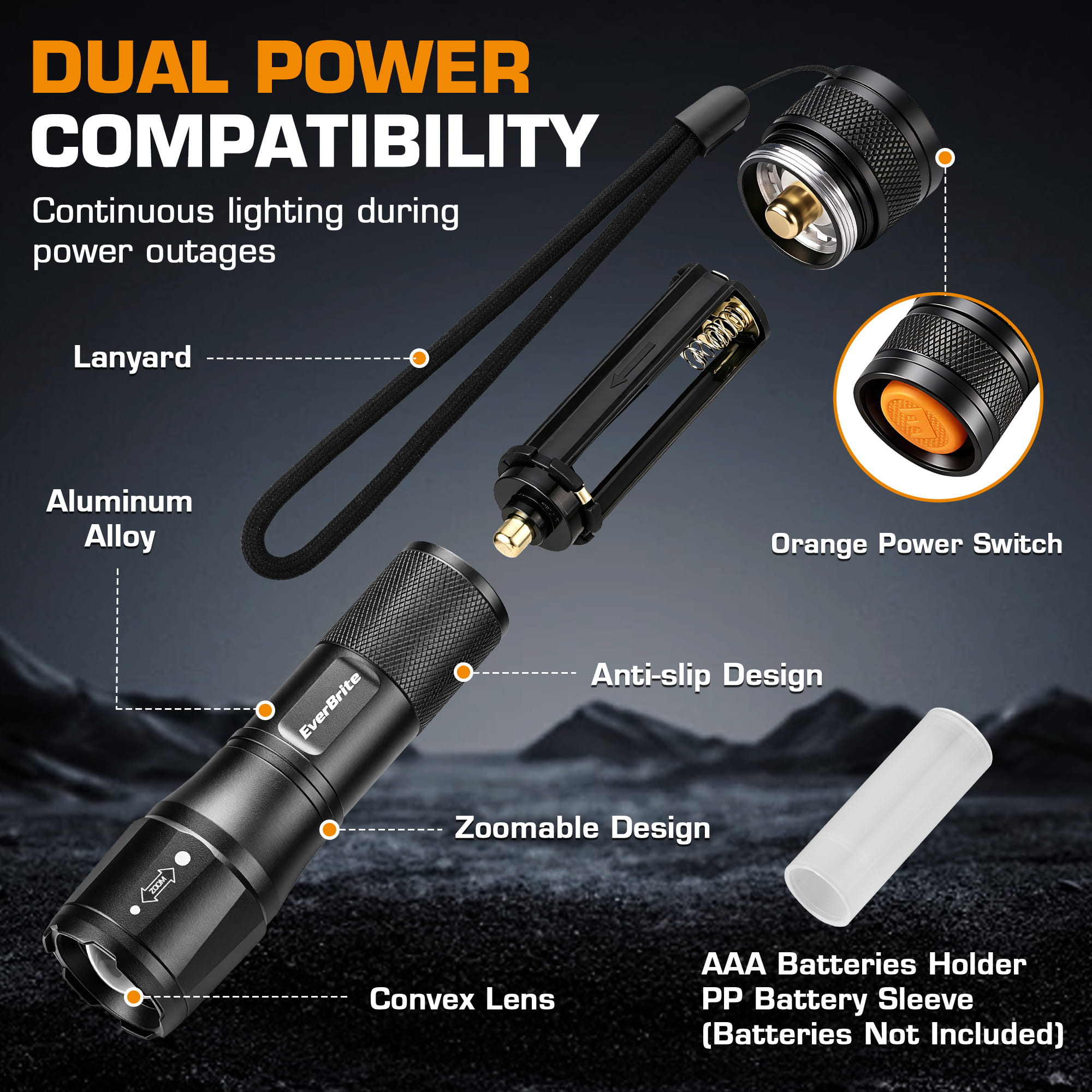 EverBrite 2Pack Zoomable Tactical  Flashlight