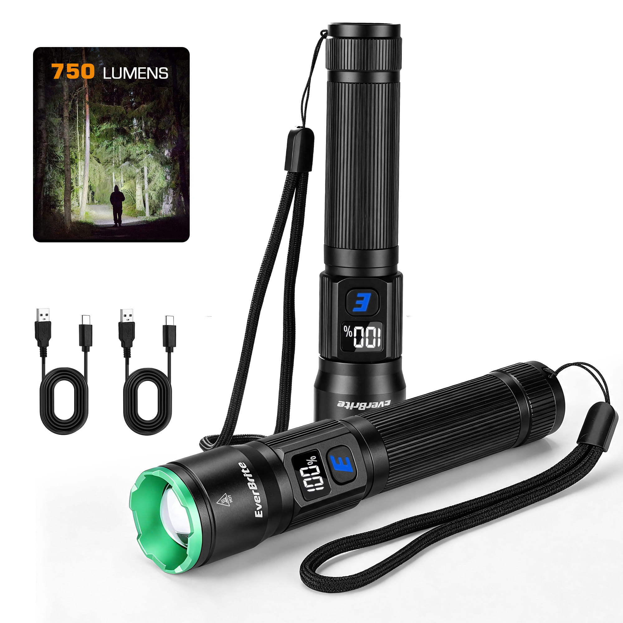 EverBrite Rechargeable Aluminum  Zoomable Digital Flashlight