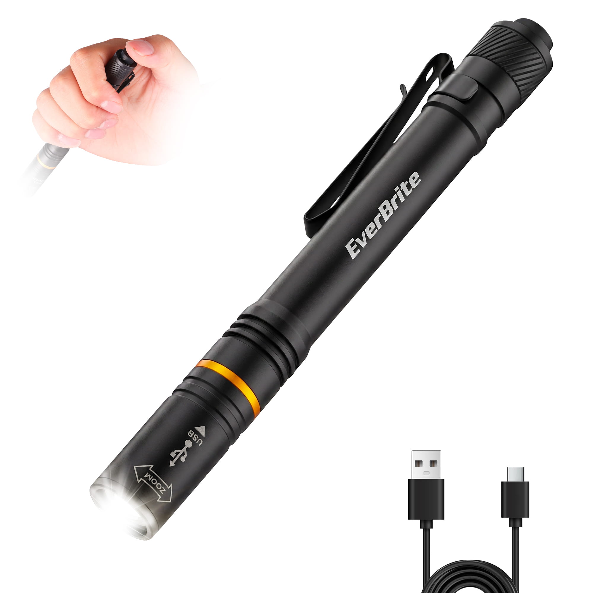EverBrite Zoomable Dual Power Rechargeable Pen Light