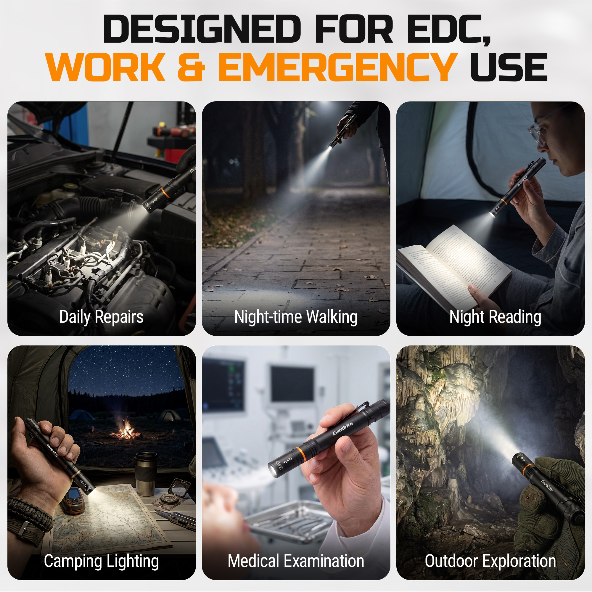 EverBrite Zoomable Dual Power Rechargeable Pen Light